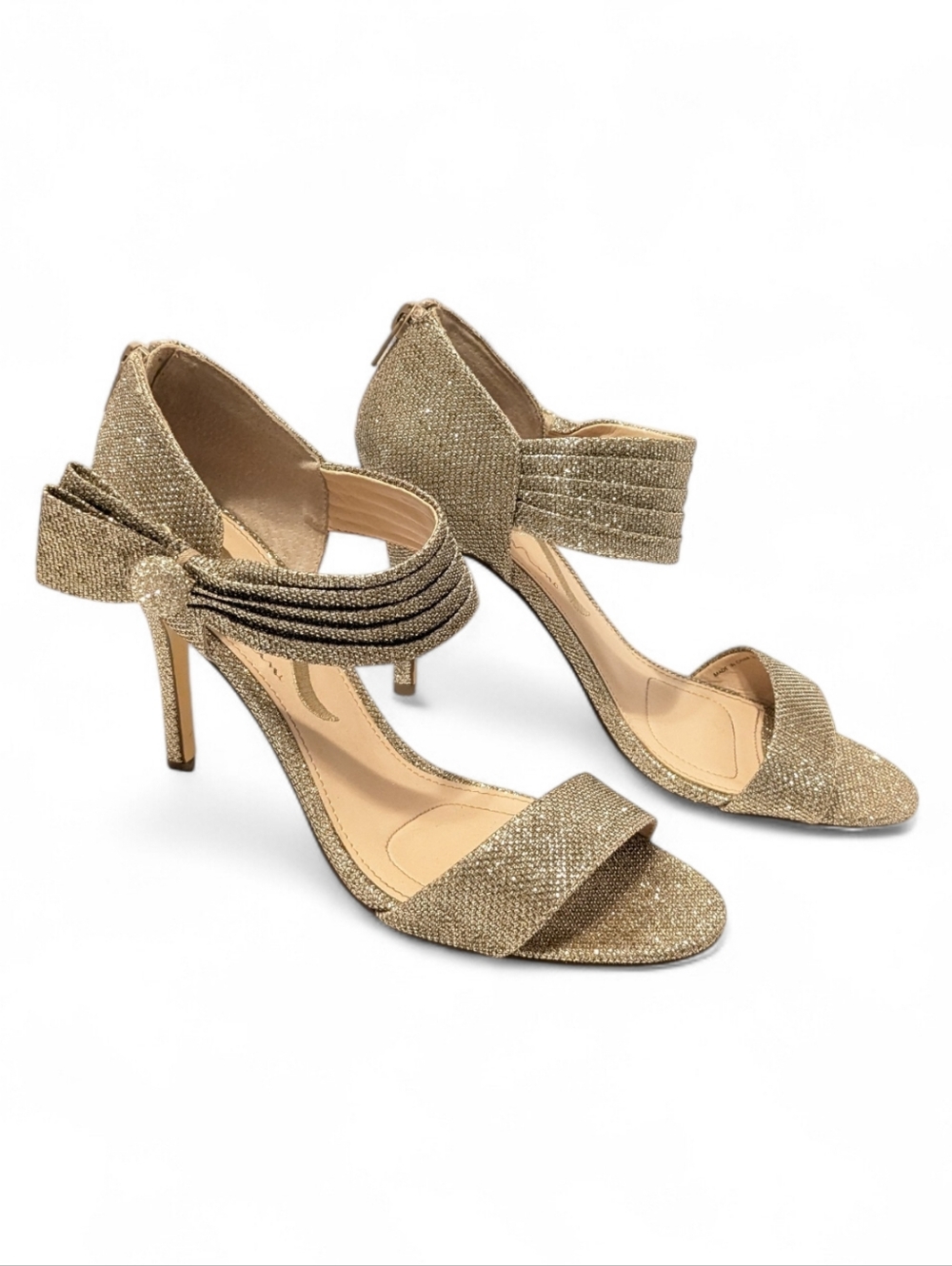 NINA Gold/Champagne Back Zip Sparkling Glitter Heels